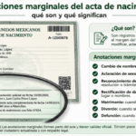 Anotaciones marginales del acta de nacimiento